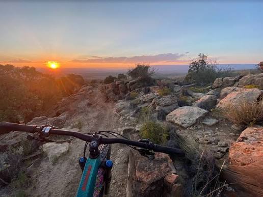 Mountain biking on the Uncompahgre Plateau at sunset